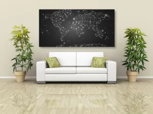 Obraz čiernobiela mapa sveta
