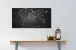 Obraz čiernobiela mapa sveta