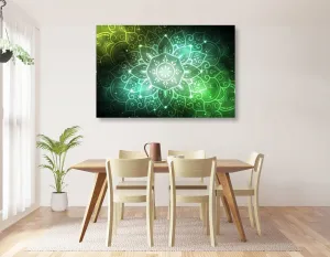 Obraz Mandala s galaktickým pozadím v odtieňoch zelenej
