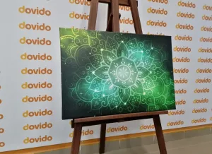 Obraz Mandala s galaktickým pozadím v odtieňoch zelenej