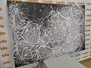 Obraz indická Mandala s galaktickým pozadím v čiernobielom prevedení