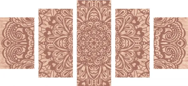 5-dielny obraz kvetinová Mandala