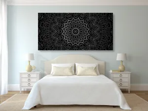 Obraz vintage Mandala v indickom štýle v čiernobielom prevedení