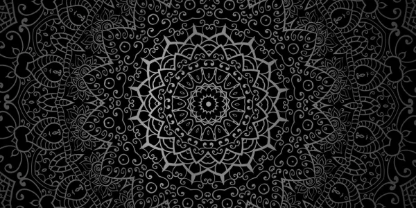 Obraz vintage Mandala v indickom štýle v čiernobielom prevedení