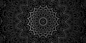 Obraz vintage Mandala v indickom štýle v čiernobielom prevedení