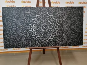 Obraz vintage Mandala v indickom štýle v čiernobielom prevedení