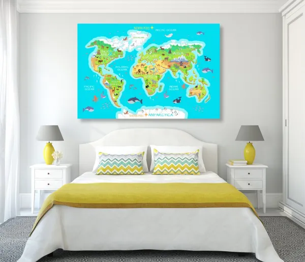 Obraz zemepisná mapa sveta pre deti