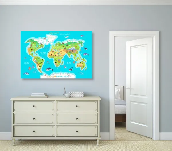 Obraz zemepisná mapa sveta pre deti