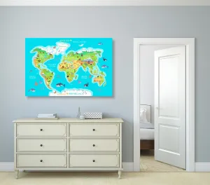 Obraz zemepisná mapa sveta pre deti
