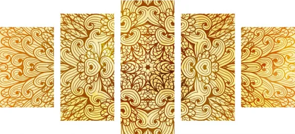 5-dielny obraz zlatá etnická Mandala