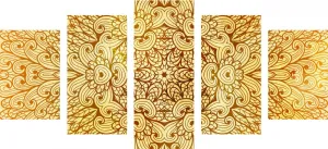 5-dielny obraz zlatá etnická Mandala