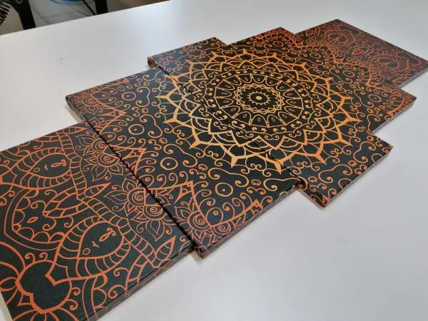 5-dielny obraz vintage Mandala v indickom štýle