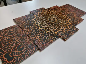 5-dielny obraz vintage Mandala v indickom štýle