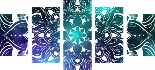5-dielny obraz moderná Mandala s orientálnym vzorom