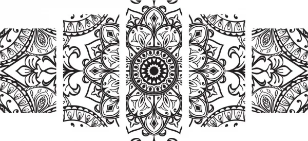 5-dielny obraz čiernobiely ornament