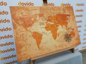 Obraz stará mapa sveta s kompasom