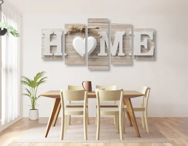5-dielny obraz s nápisom Home vo vintage prevedení