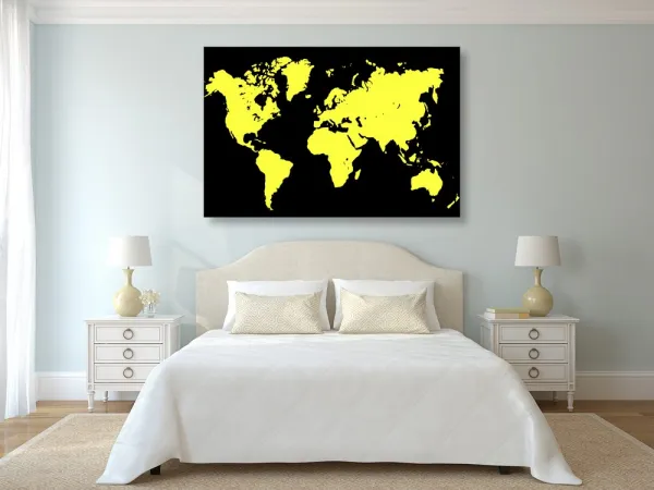 Obraz žltá mapa na čiernom pozadí