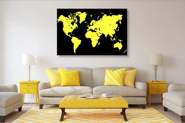 Obraz žltá mapa na čiernom pozadí