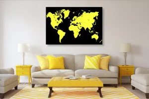 Obraz žltá mapa na čiernom pozadí
