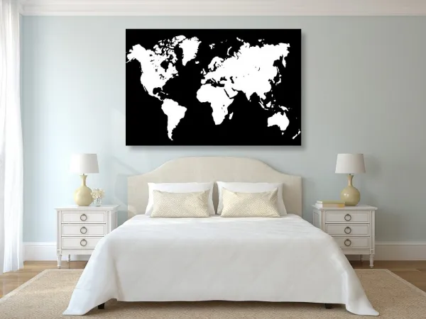 Obraz biela mapa na čiernom pozadí