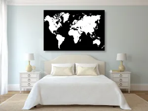 Obraz biela mapa na čiernom pozadí