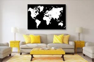 Obraz biela mapa na čiernom pozadí