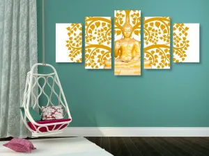 5-dielny obraz Budha so stromom života