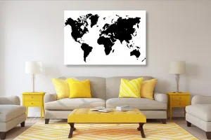 Obraz mapa v čiernobielom prevedení