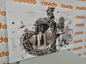 Obraz vo vintage nádychu v čiernobielom prevedení