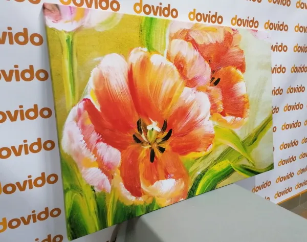 Obraz červené tulipány vo vintage prevedení
