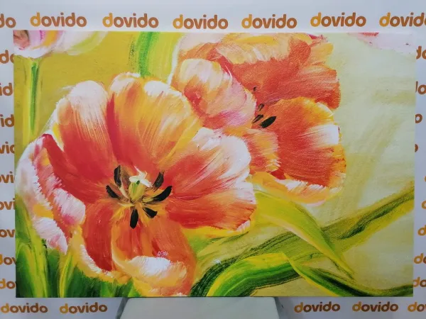 Obraz červené tulipány vo vintage prevedení