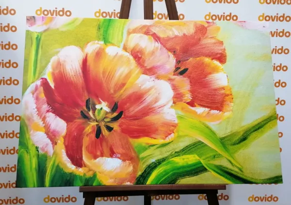 Obraz červené tulipány vo vintage prevedení