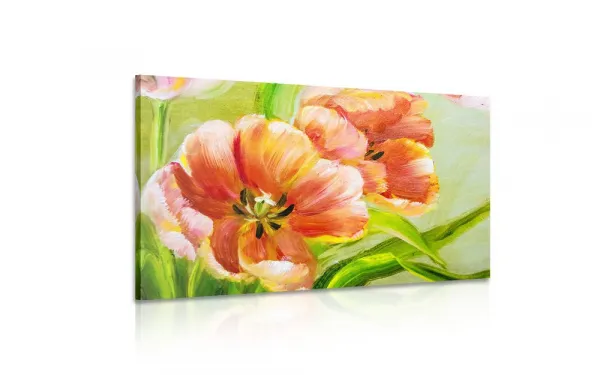 Obraz červené tulipány vo vintage prevedení