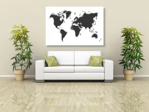 Obraz abstraktná mapa sveta v čiernobielom prevedení