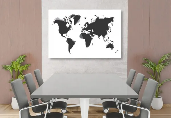Obraz abstraktná mapa sveta v čiernobielom prevedení