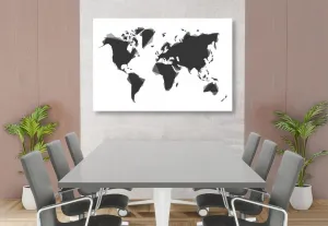 Obraz abstraktná mapa sveta v čiernobielom prevedení