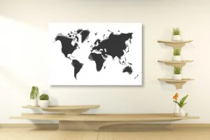 Obraz abstraktná mapa sveta v čiernobielom prevedení