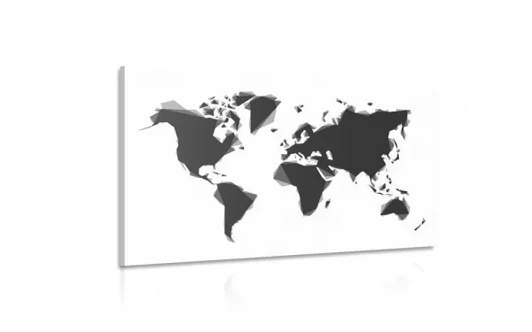 Obraz abstraktná mapa sveta v čiernobielom prevedení