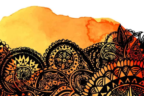 Obraz Mandala oranžový akvarel