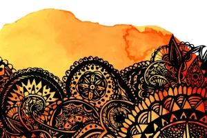 Obraz Mandala oranžový akvarel