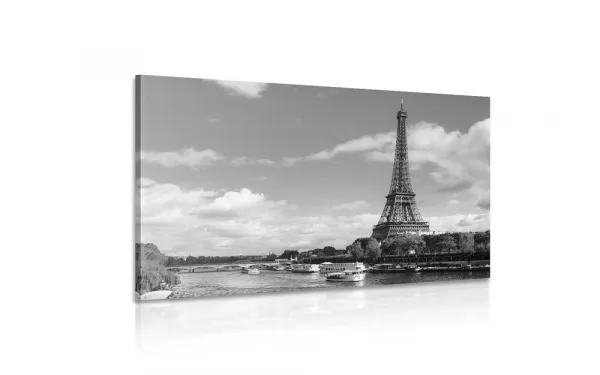 Obraz nádherná panoráma Paríža v čiernobielom prevedení