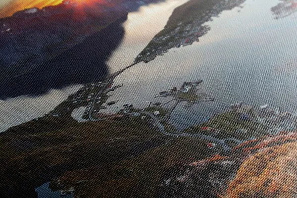 Obraz očarujúca horská panoráma so západom slnka