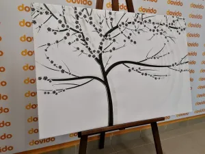 Obraz moderný čiernobiely strom na abstraktnom pozadí