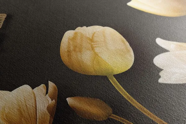 Obraz tulipány so zlatým motívom