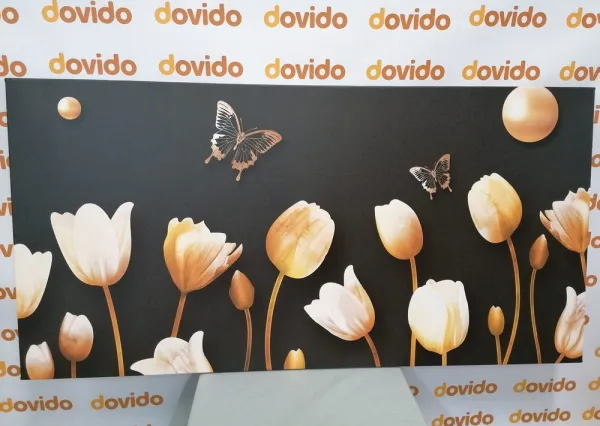 Obraz tulipány so zlatým motívom