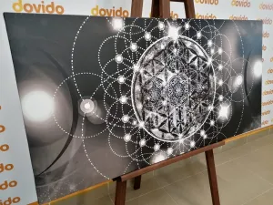 Obraz očarujúca Mandala v čiernobielom prevedení