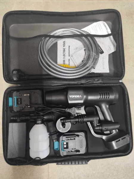 OneVan / Yofidra AKU Elektrický vysokotlakový čistič vapka YOFIDRA tlaková umývačka 200 bar 3500W bezuhlíková elektrická umývačka 6v1 s otočnou sprchou pre batériu MAKITA 18V. Motorček od KAWASAKI Batéria: 2ks batéria
