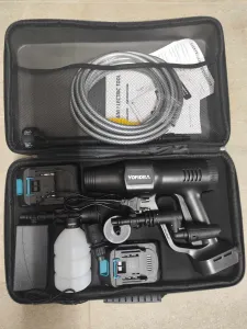 OneVan / Yofidra AKU Elektrický vysokotlakový čistič vapka YOFIDRA tlaková umývačka 200 bar 3500W bezuhlíková elektrická umývačka 6v1 s otočnou sprchou pre batériu MAKITA 18V. Motorček od KAWASAKI Batéria: 2ks batéria