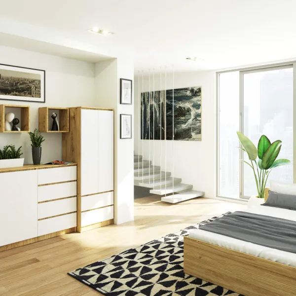 Ak furniture Šatní skříň STAR 60 cm dub artisan/bílá